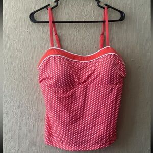 Jag Bra Womens Swim Tankini Top Sz XL Red White Polka Dots